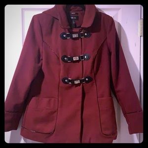 Women’s winter Pea Coat with removable hood